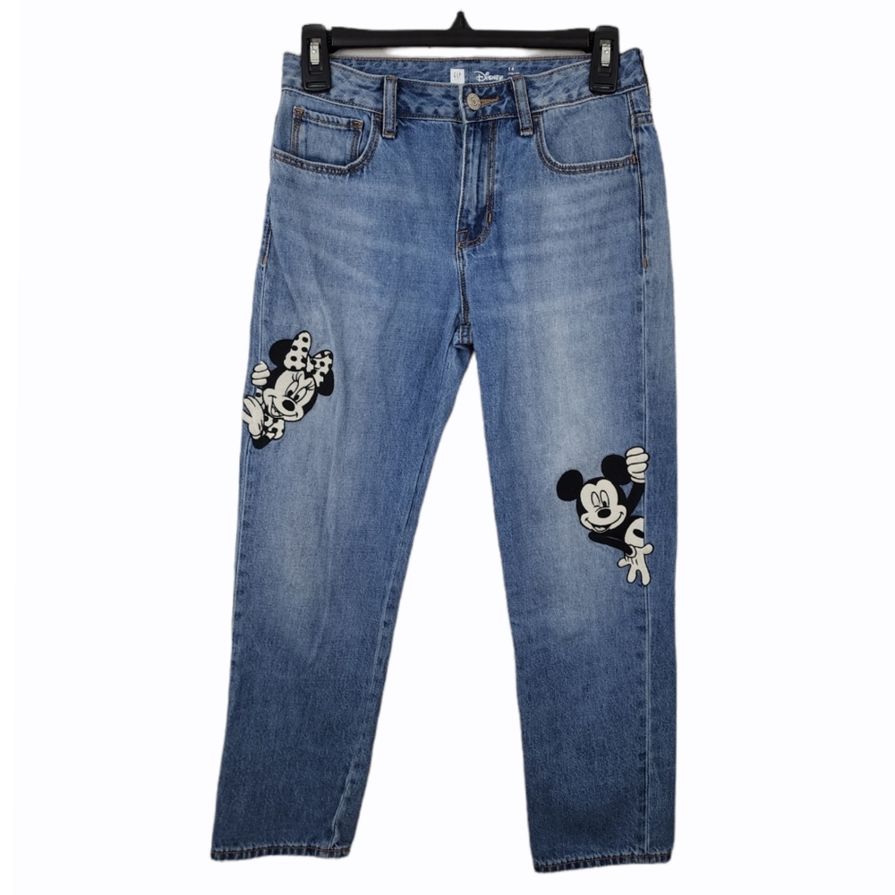 GAP 2017 Kids Blue Denim Jeans with Mickey & Minnie Patches